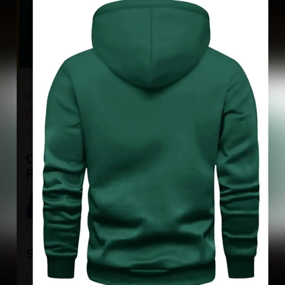 NEW Men's Forest Green Hoodie Sweater - Picture 2 of 3